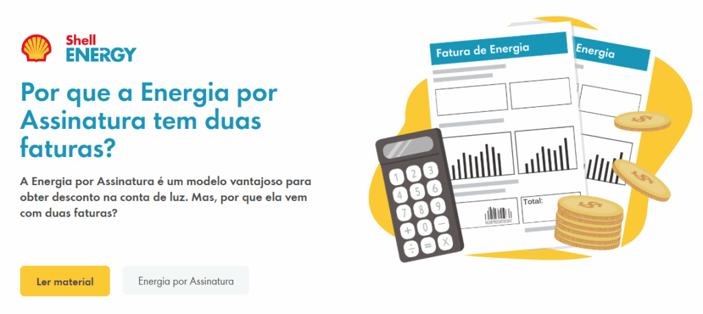 botão para ler material: por que a Energia por Assinatura tem duas faturas?